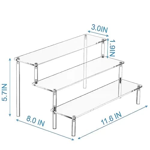 HENABLE Large Acrylic Display Risers 3 Tier | Clear Acrylic Shelf Organizer for Food, Perfume & Collectibles thumbnail 5