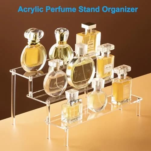 HENABLE Large Acrylic Display Risers 3 Tier | Clear Acrylic Shelf Organizer for Food, Perfume & Collectibles thumbnail 2