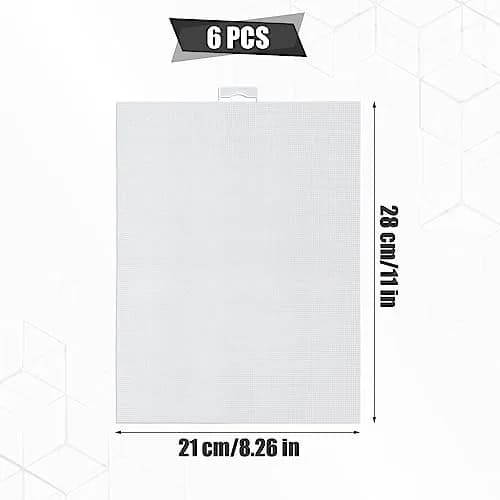 SAVITA 6pcs Plastic Mesh Canvas Sheets | 11x8.2 inch, White, Durable for Needlepoint & Crafts thumbnail 2
