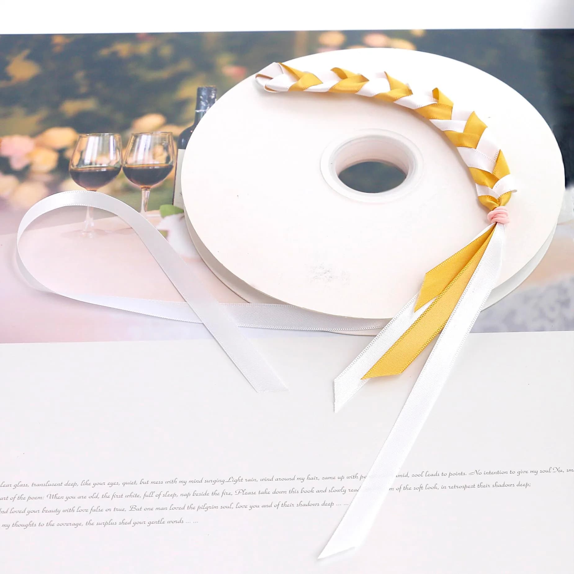 QingHan Double Faced White Satin Ribbon 3/8 Inch (9.5mm) 100 Yards Roll | Perfect for Crafts & Gift Wrapping - view 5