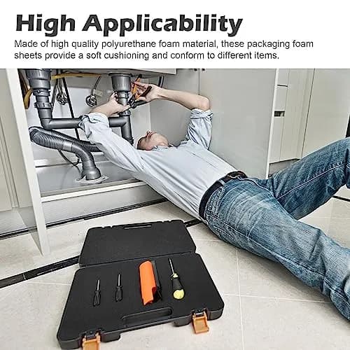 DECOHS Black Polyurethane Foam Sheet 3.81 cm (1.5 Inch) | 2 Pcs Cuttable Foam Inserts for Cases thumbnail 5