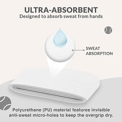 Palbea Padel Racket Grip Tape 6-Pack White | Sweat-Absorbing Non-Slip Overgrip thumbnail 7