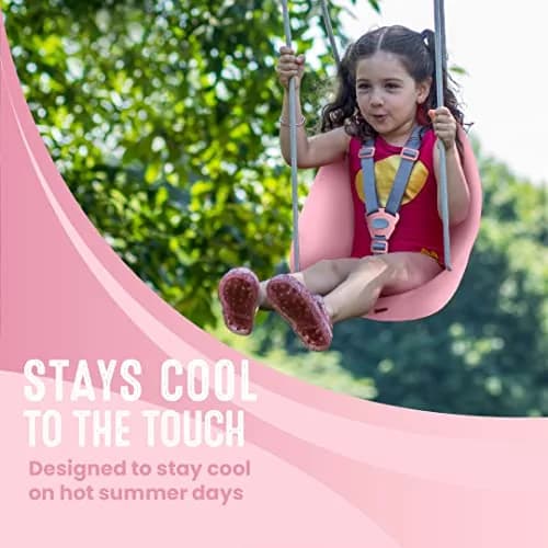 Swurfer Coconut Toddler Swing Rose Pink | Safe 3-Point Adjustable Harness, Easy Setup, Blister-Free Rope, Ages 6-36 Months thumbnail 6