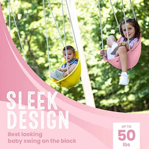 Swurfer Coconut Toddler Swing Rose Pink | Safe 3-Point Adjustable Harness, Easy Setup, Blister-Free Rope, Ages 6-36 Months thumbnail 2