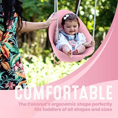Swurfer Coconut Toddler Swing Rose Pink | Safe 3-Point Adjustable Harness, Easy Setup, Blister-Free Rope, Ages 6-36 Months thumbnail 3