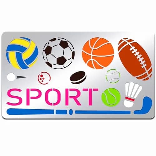 INFUNLY Metal Sport Ball Stencil 4x7 inches (10x18 cm) | Reusable Stainless Steel Sports Stencils for Painting thumbnail 1