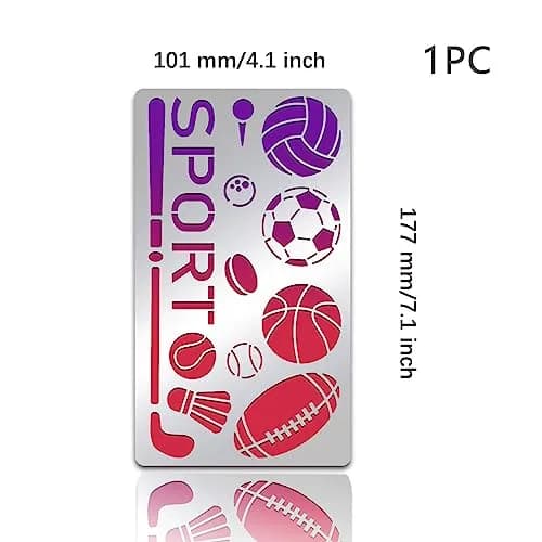 INFUNLY Metal Sport Ball Stencil 4x7 inches (10x18 cm) | Reusable Stainless Steel Sports Stencils for Painting thumbnail 4