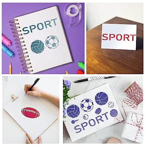 INFUNLY Metal Sport Ball Stencil 4x7 inches (10x18 cm) | Reusable Stainless Steel Sports Stencils for Painting thumbnail 6