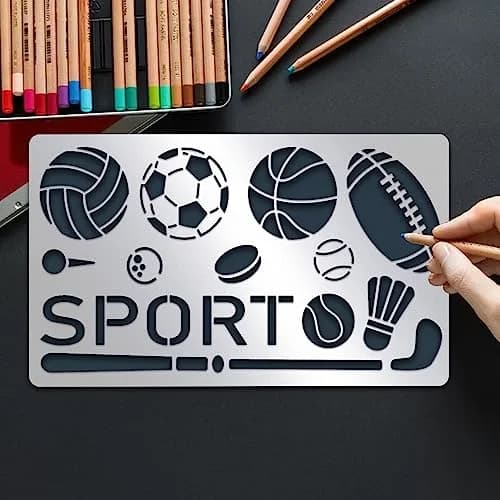 INFUNLY Metal Sport Ball Stencil 4x7 inches (10x18 cm) | Reusable Stainless Steel Sports Stencils for Painting thumbnail 7