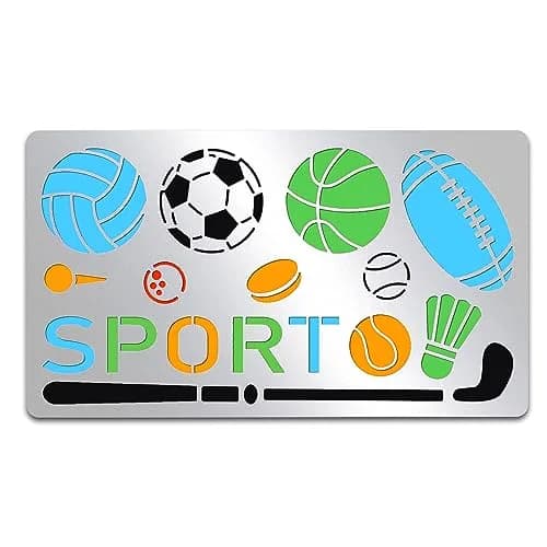 INFUNLY Metal Sport Ball Stencil 4x7 inches (10x18 cm) | Reusable Stainless Steel Sports Stencils for Painting thumbnail 9