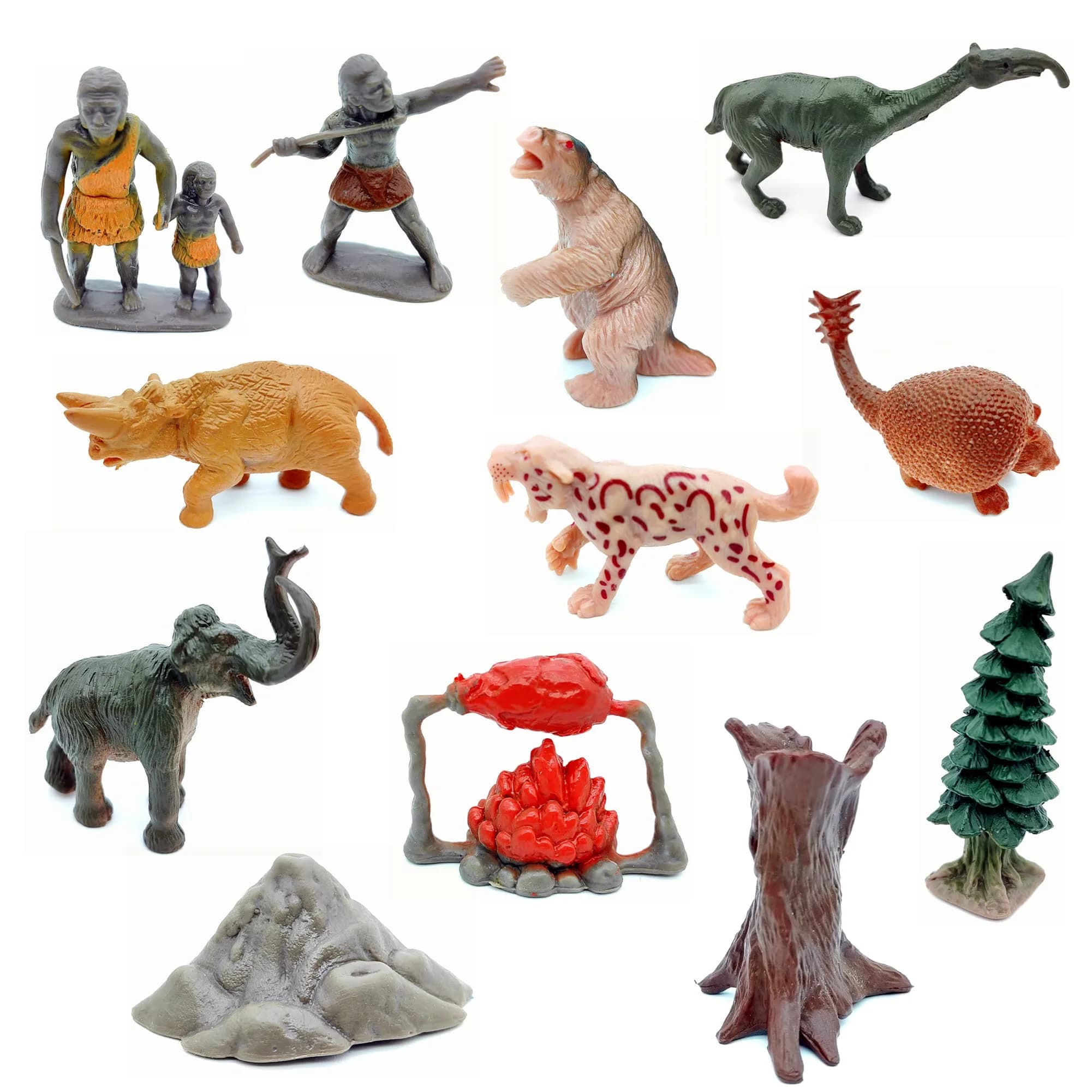 Qiandier Prehistoric Life Scene Toys Mammoth Saber-Toothed Tiger Wolf Figures 12 PCS | Educational Dinosaur Playset for Kids - main product image