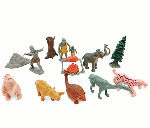 Qiandier Prehistoric Life Scene Toys Mammoth Saber-Toothed Tiger Wolf Figures 12 PCS | Educational Dinosaur Playset for Kids thumbnail 3