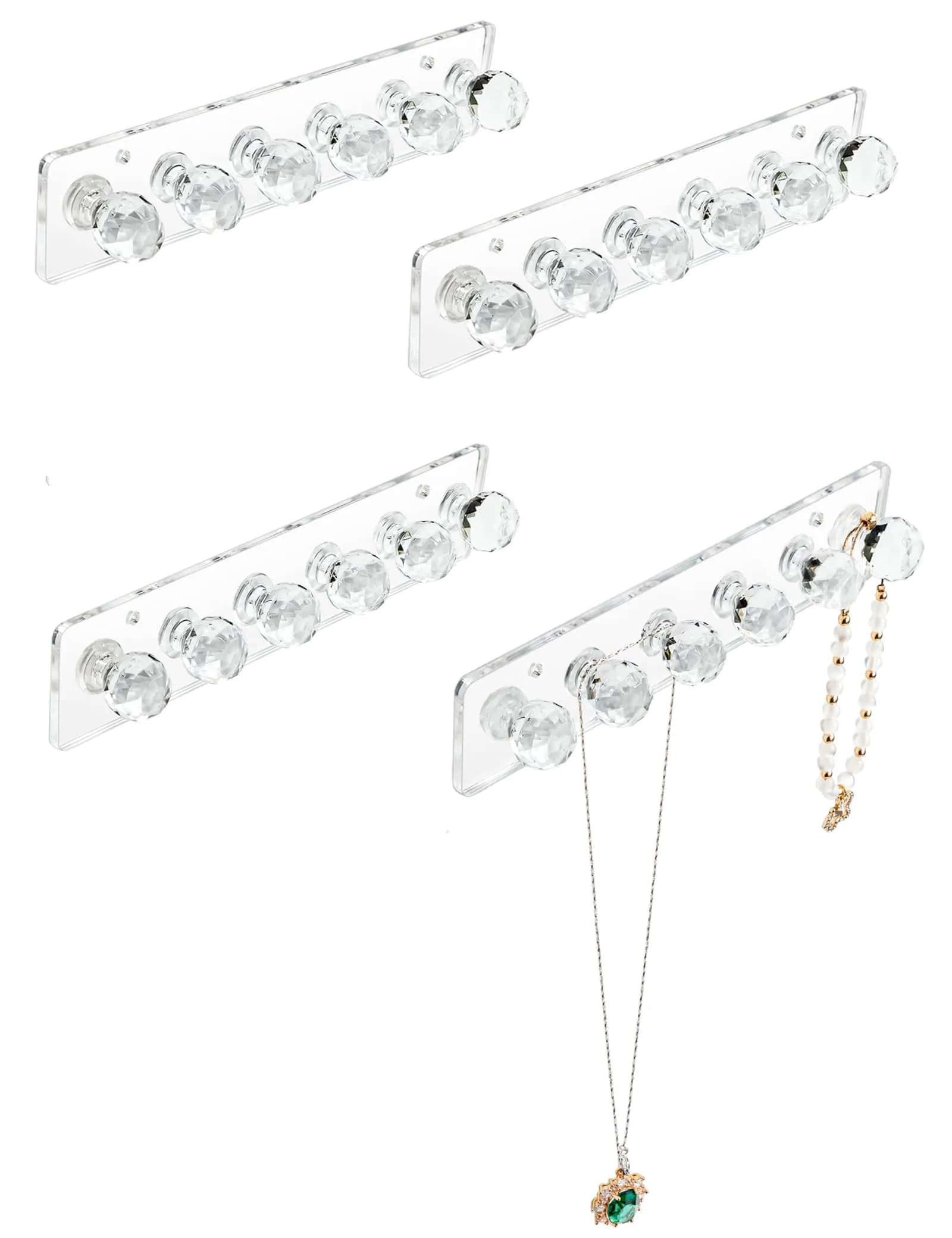 Heesch Necklace Hanger Wall Mount Jewelry Organizer 6.7 x 1.4 Inch Clear 4 Pack | Acrylic Necklace Holder for Women