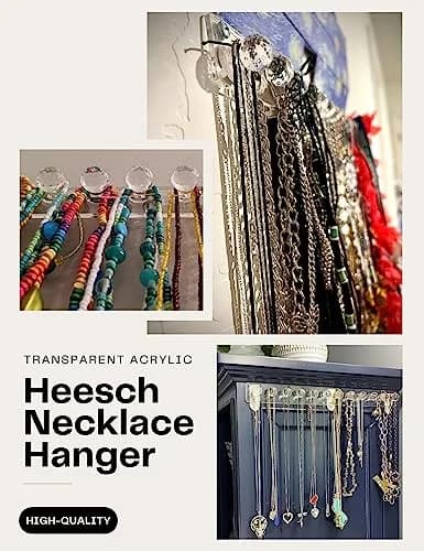 Heesch Necklace Hanger Wall Mount Jewelry Organizer 6.7 x 1.4 Inch Clear 4 Pack | Acrylic Necklace Holder for Women thumbnail 4
