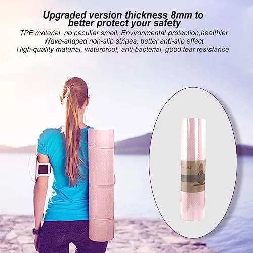 QMKGEC Yoga Mat 8mm Thick Non-Slip | Eco-Friendly TPE Workout Mat for Yoga & Pilates thumbnail 5