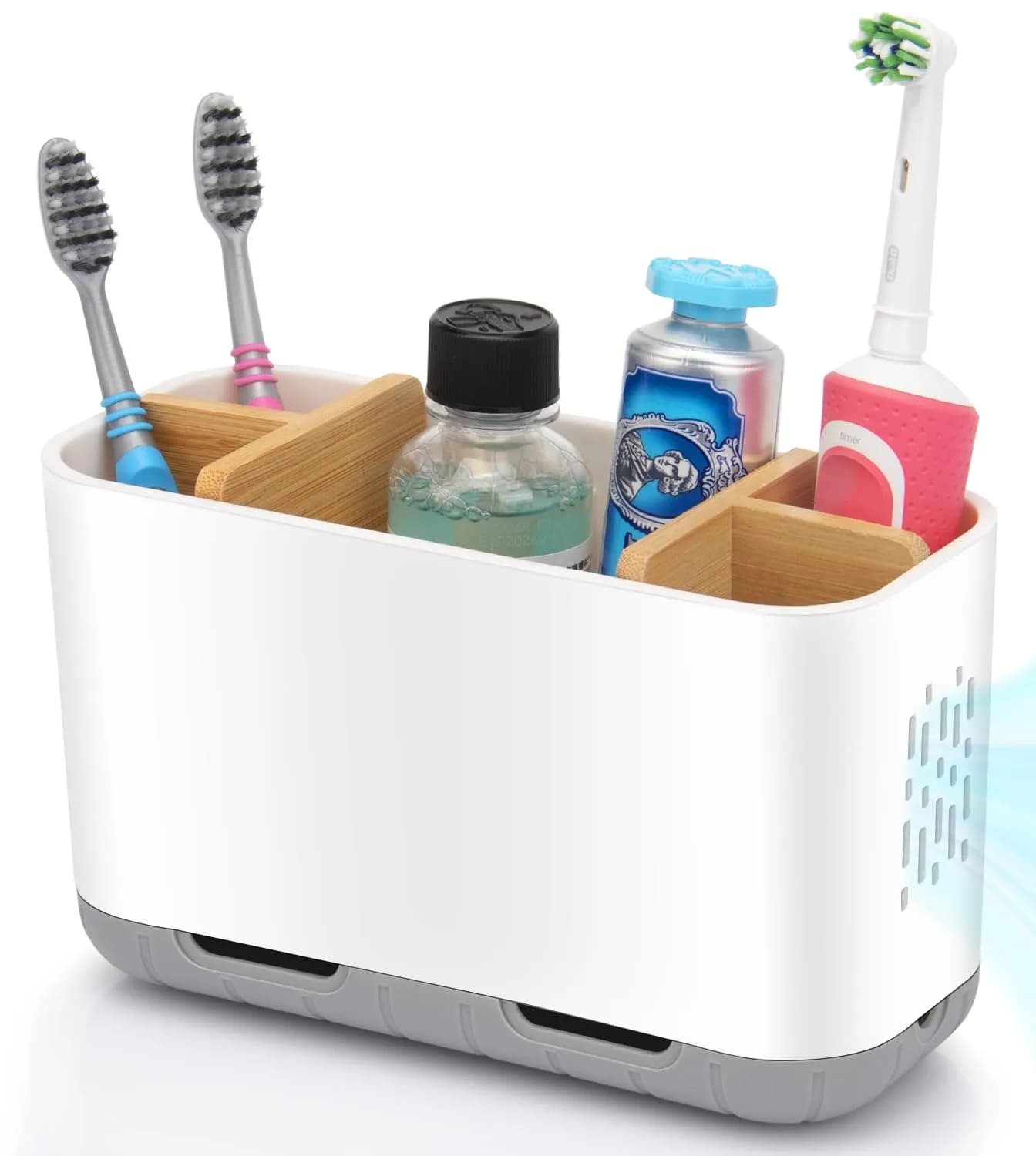 GFWARE Black Toothbrush Holder 5 Slots | Bathroom Organizer Countertop 16.5cm (6.5") — White-l