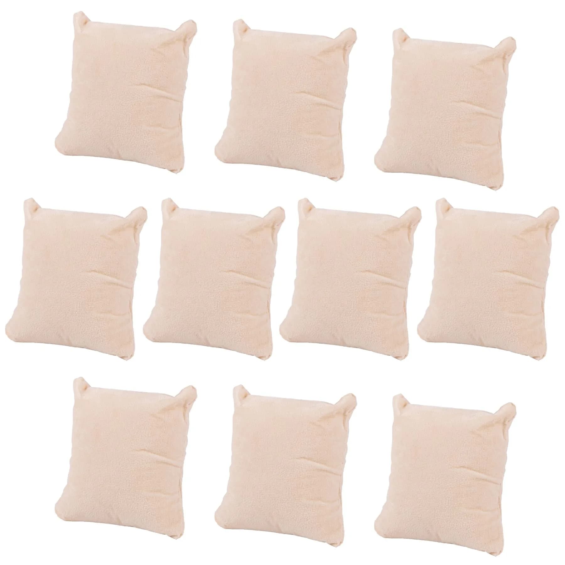 AUEAR Beige Velvet Watch Pillows for Jewelry Display | 10 Pack, 8.1cm x 7cm — Beige
