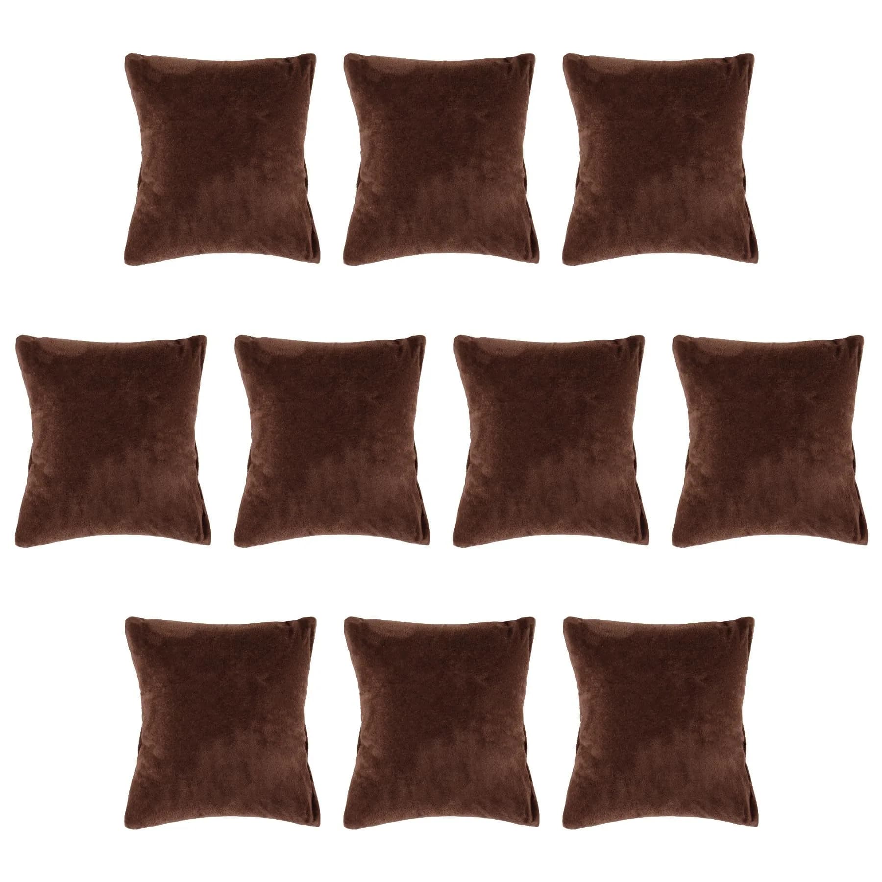 AUEAR Brown Velvet Watch Pillows 8.9cm x 8cm (3.54" x 3.15") | 10 Pack Jewelry Display Cushions for Bracelets & Bangles