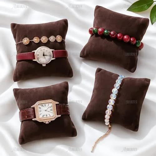 AUEAR Brown Velvet Watch Pillows 8.9cm x 8cm (3.54" x 3.15") | 10 Pack Jewelry Display Cushions for Bracelets & Bangles thumbnail 4