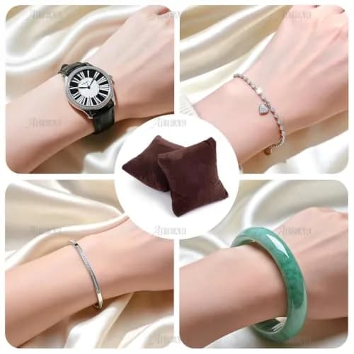 AUEAR Brown Velvet Watch Pillows 8.9cm x 8cm (3.54" x 3.15") | 10 Pack Jewelry Display Cushions for Bracelets & Bangles thumbnail 5