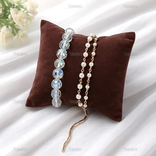 AUEAR Brown Velvet Watch Pillows 8.9cm x 8cm (3.54" x 3.15") | 10 Pack Jewelry Display Cushions for Bracelets & Bangles thumbnail 6