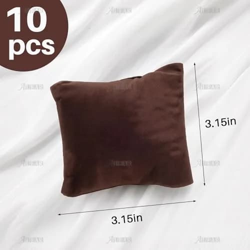 AUEAR Brown Velvet Watch Pillows 8.9cm x 8cm (3.54" x 3.15") | 10 Pack Jewelry Display Cushions for Bracelets & Bangles thumbnail 2