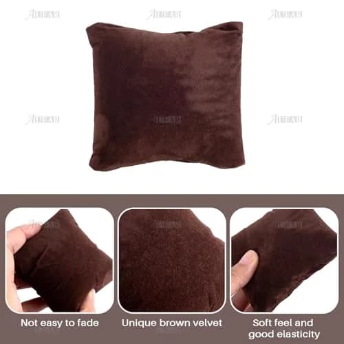 AUEAR Brown Velvet Watch Pillows 8.9cm x 8cm (3.54" x 3.15") | 10 Pack Jewelry Display Cushions for Bracelets & Bangles thumbnail 3