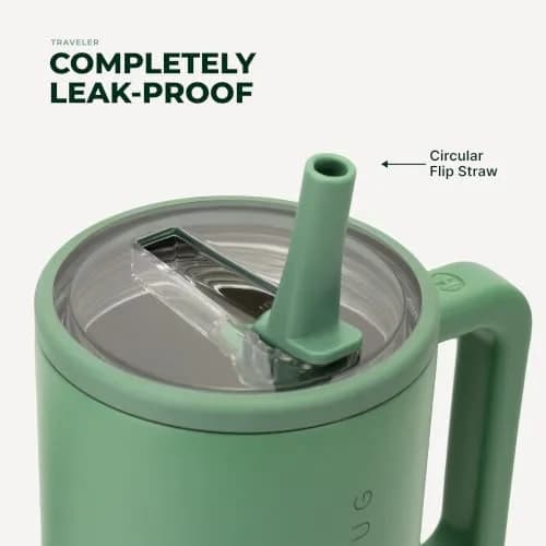 HydroJug Traveler 40oz Insulated Water Bottle with Handle | Leakproof, Triple Wall Stainless Steel, Sage thumbnail 4