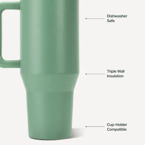 HydroJug Traveler 40oz Insulated Water Bottle with Handle | Leakproof, Triple Wall Stainless Steel, Sage thumbnail 3
