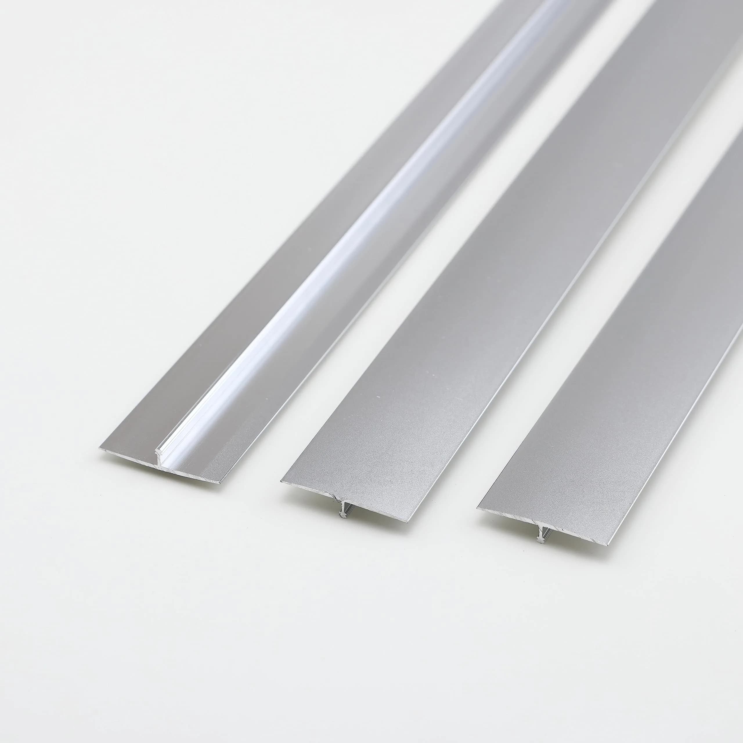 Gaahing Aluminum T Molding Floor Transition Strip 2.9ft (0.9m) x 1.6in (4cm) Matte Silver | 3-Pack for Laminate, Vinyl, Hardwood Floors — Matte Silver