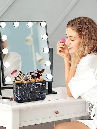 GFWARE Marble Toothbrush Holder with 5 Slots & Drainage, Large Countertop Organizer | Bathroom & Vanity Stand thumbnail 8
