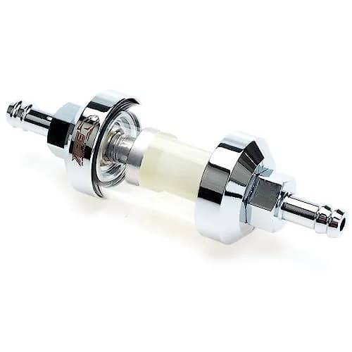 APE RACING Upgraded Billet Aluminum Fuel Filter 1/4" Inline, Chrome | Corrosion Resistance, Washable, High Flow thumbnail 1