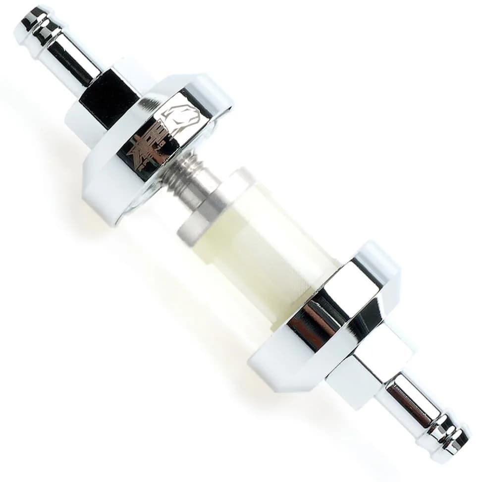 APE RACING Upgraded Billet Aluminum Fuel Filter 1/4" Inline, Chrome | Corrosion Resistance, Washable, High Flow thumbnail 2