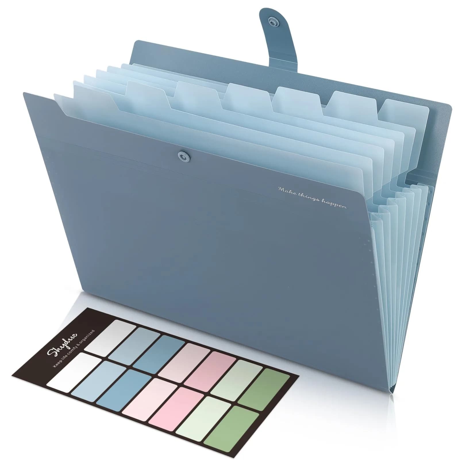SKYDUE Expanding File Organizer with 8 Pockets - Letter Size Accordion Document Holder in Light Green - main product image