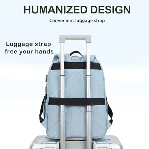 VANKEAN Quilted Light Blue Laptop Backpack 20L (0.72 kg) | Waterproof Nylon Bag for 15.6 Inch Laptops thumbnail 5