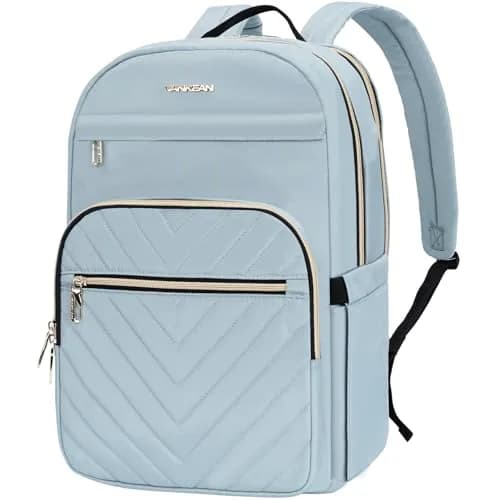VANKEAN Quilted Light Blue Laptop Backpack 20L (0.72 kg) | Waterproof Nylon Bag for 15.6 Inch Laptops thumbnail 1