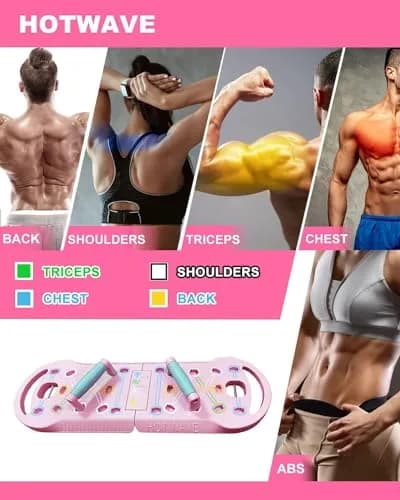 HOTWAVE Push Up Board, Foldable Portable 20 in 1 Fitness System with Resistance Bands thumbnail 2