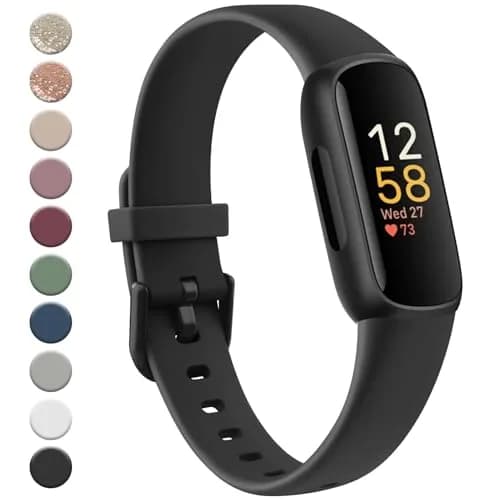 Meliya Fitbit Inspire 3 Bands Women Men | Soft Silicone Sport Strap, Adjustable, Black — Black