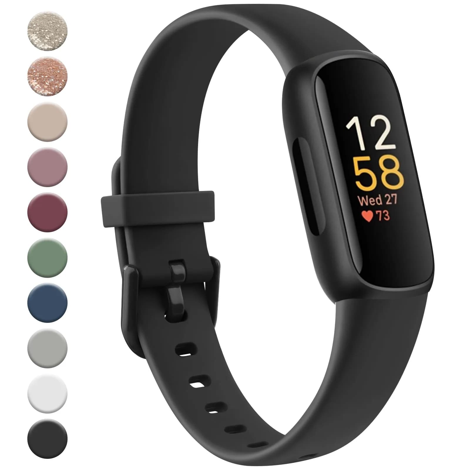 Meliya Fitbit Inspire 3 Bands Women Men | Soft Silicone Sport Strap, Adjustable, Black