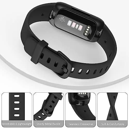 Meliya Fitbit Inspire 3 Bands Women Men | Soft Silicone Sport Strap, Adjustable, Black thumbnail 4