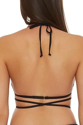 ISABELLA ROSE Maza Women's Triangle Bikini Top Adjustable Tie Back Black Small thumbnail 2