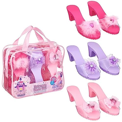 PRINCESS EXPRESSIONS 3pc Pastel Princess Dress Up Shoe Set | Toddler Girl Slip-On Shoes with 2-inch Heel, Assorted Pink & Purple, Fits Shoe Size 7-10 thumbnail 1