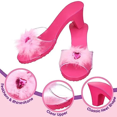 PRINCESS EXPRESSIONS 3pc Pastel Princess Dress Up Shoe Set | Toddler Girl Slip-On Shoes with 2-inch Heel, Assorted Pink & Purple, Fits Shoe Size 7-10 thumbnail 6