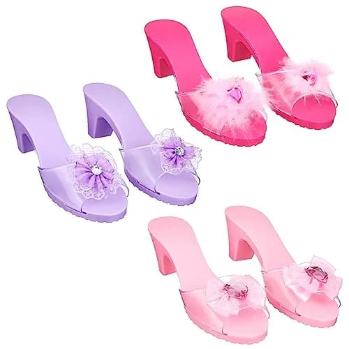 PRINCESS EXPRESSIONS 3pc Pastel Princess Dress Up Shoe Set | Toddler Girl Slip-On Shoes with 2-inch Heel, Assorted Pink & Purple, Fits Shoe Size 7-10 thumbnail 2