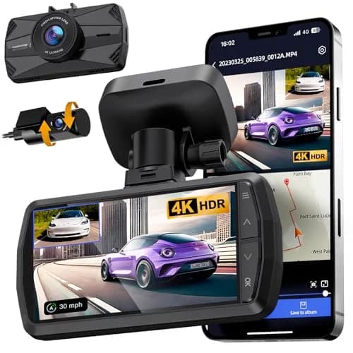 YEECORE 4K Dash Cam Front and Rear, Built-in WiFi GPS, 3" IPS Screen | Ultra HD 4K+1080P Dual Dash Cam with Night Vision thumbnail 1