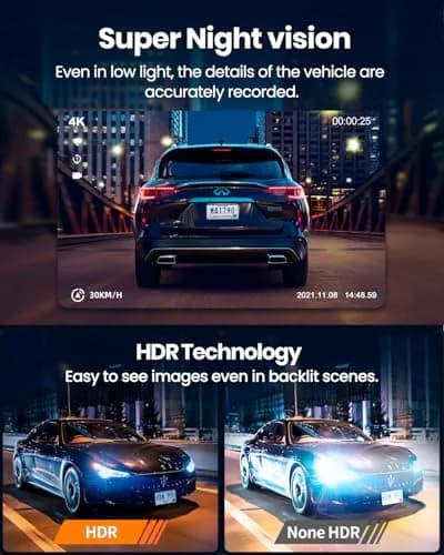 YEECORE 4K Dash Cam Front and Rear, Built-in WiFi GPS, 3" IPS Screen | Ultra HD 4K+1080P Dual Dash Cam with Night Vision thumbnail 3