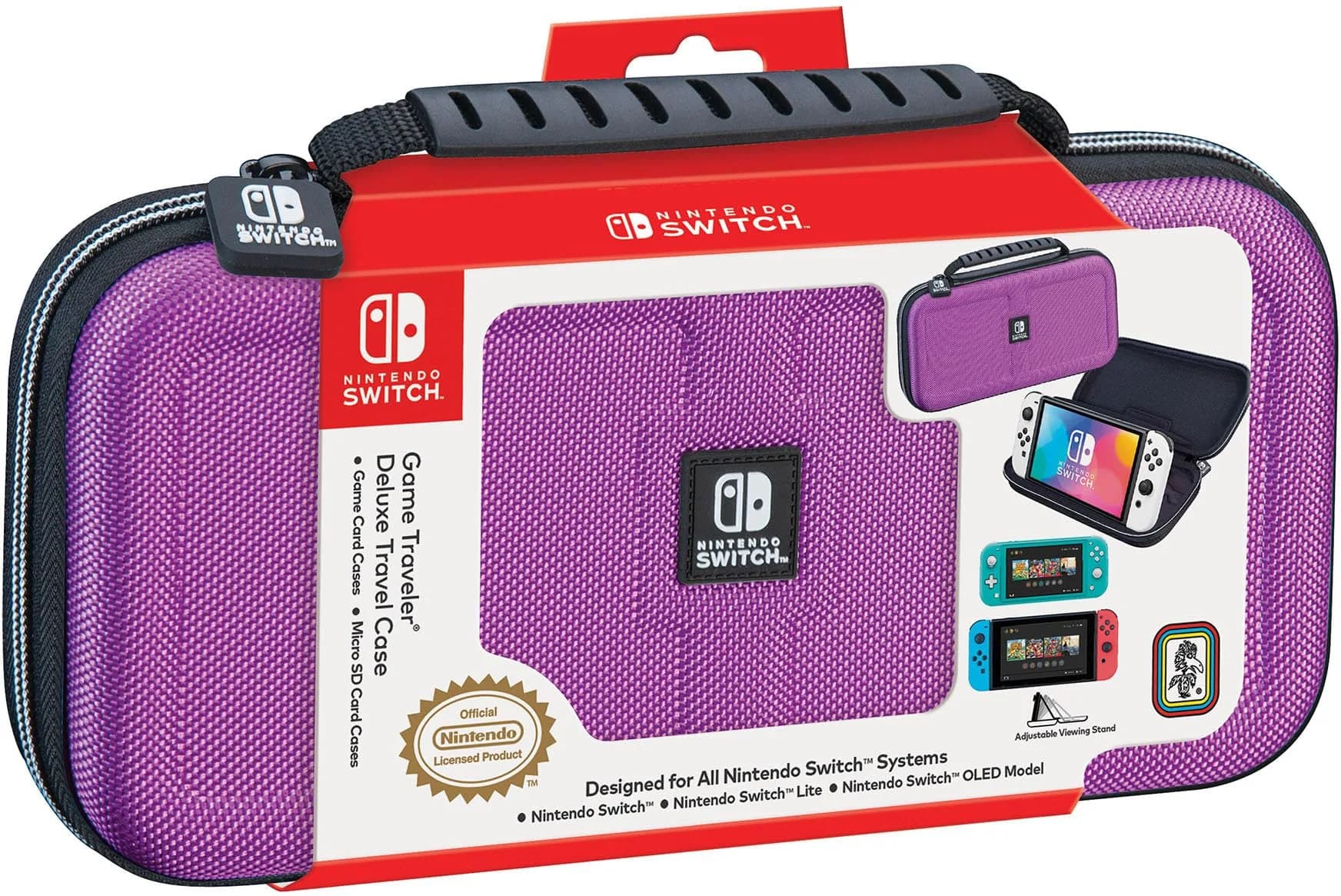 Game Traveler Deluxe Licensed Travel Case for Nintendo Switch OLED, Lite & Standard | Purple Ballistic Nylon — PURPLE