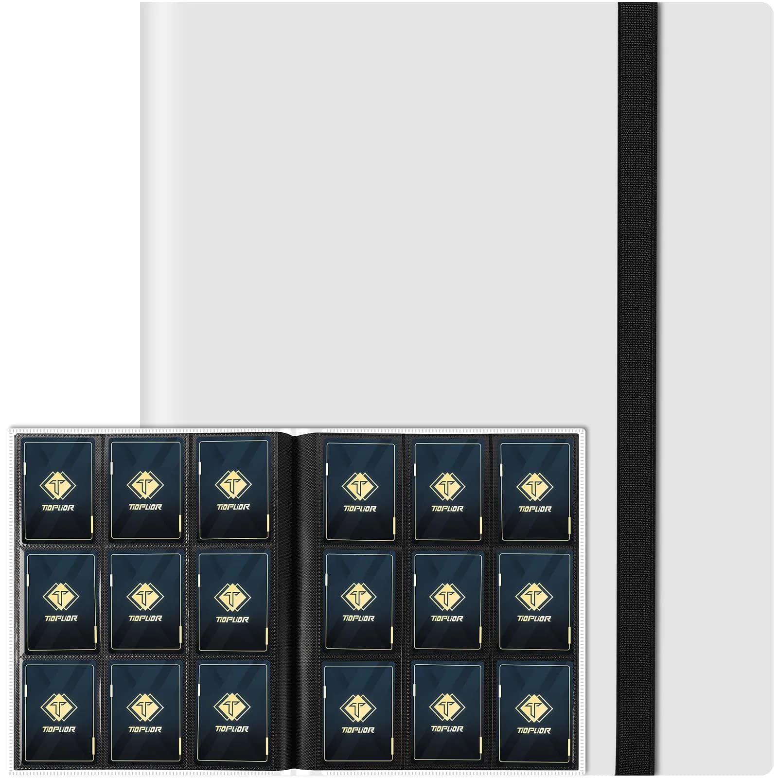 TiopLior Card Binder Album Folder Book Fit for MTG Baseball Football Sports Cards | Large Capacity, Durable Polypropylene, White