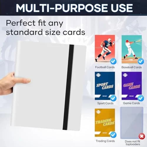 TiopLior Card Binder Album Folder Book Fit for MTG Baseball Football Sports Cards | Large Capacity, Durable Polypropylene, White thumbnail 6