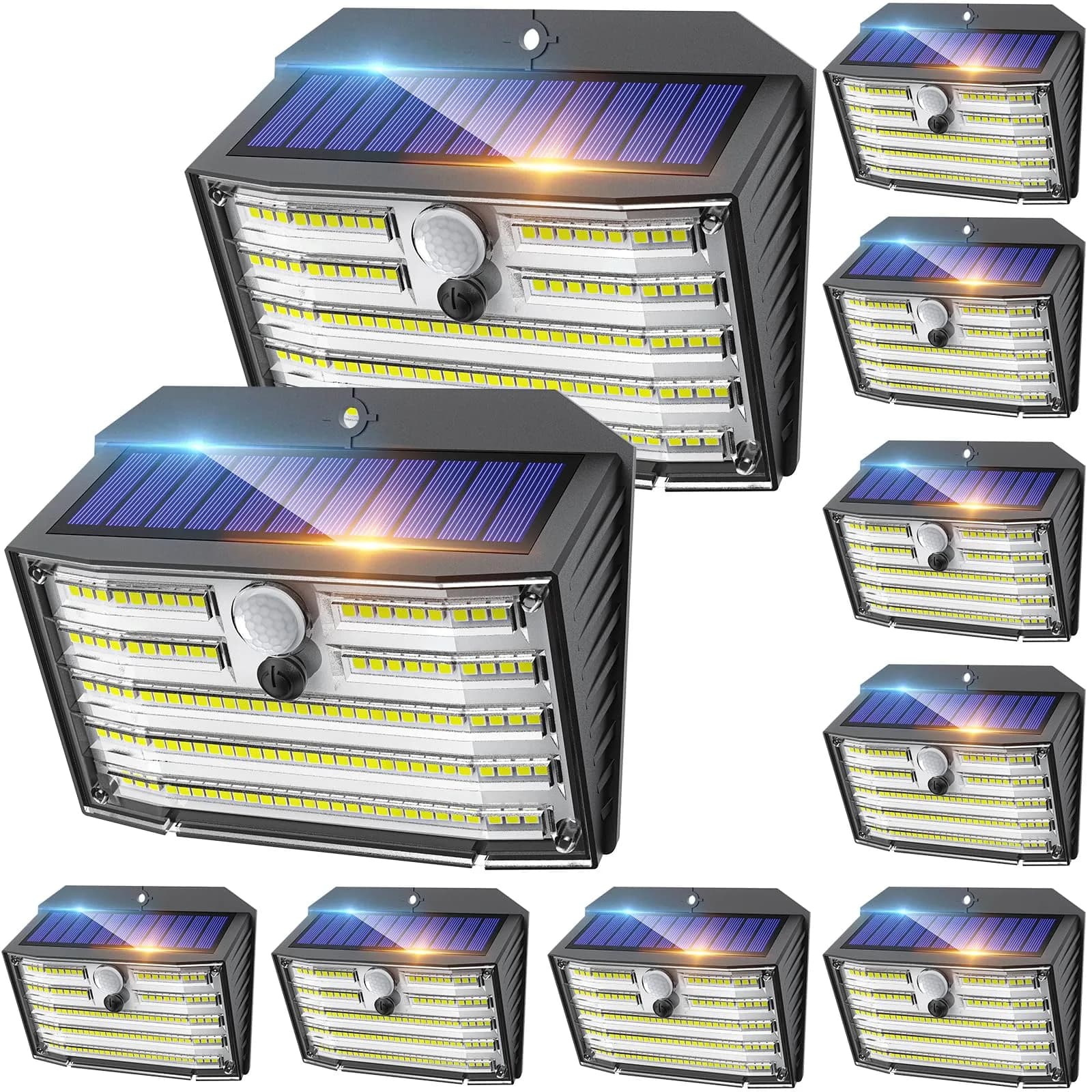 CLAONER Solar Lights Outdoor 10 Pack | Wireless Motion Sensor Waterproof Wall Lights
